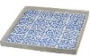 Clearance 15 Inch Blue Tiled Square Tray