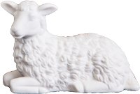 Resting White Sheep Statue