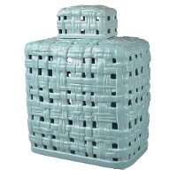 Woven Mint Lidded Jar