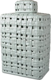 Woven Green Lidded Jar