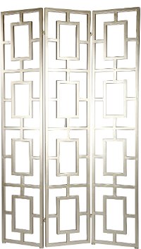 Open Silver 3-Panel Floor Screen