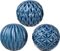 Assorted 4 Inch Blue Marbleized Accent Sphere