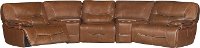 Brown Leather-Match Power Reclining Sectional Sofa - Max