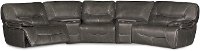 Steel Gray Leather-Match Power Reclining Sectional Sofa - Max