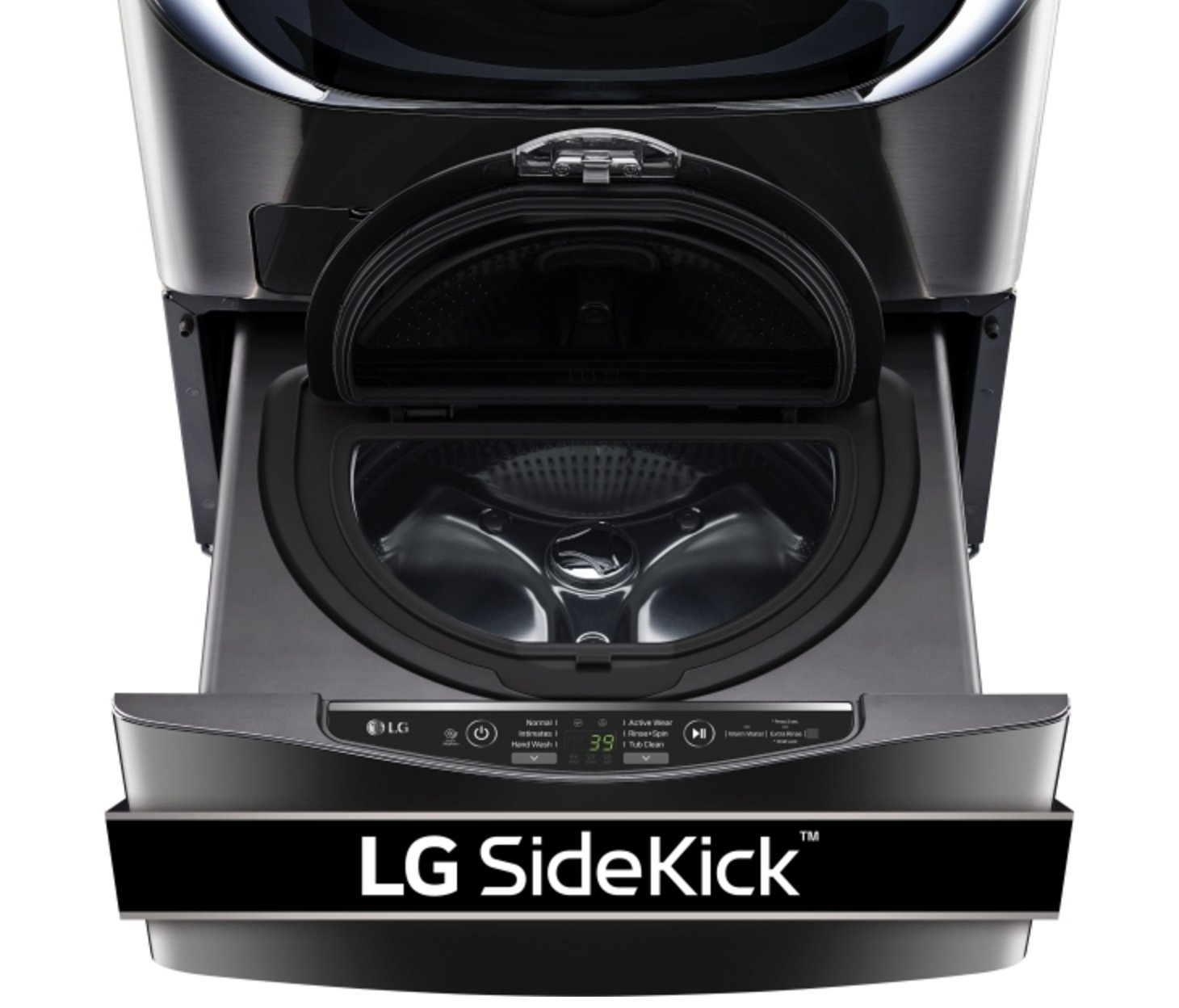 WD100CK LG 29 Inch Sidekick Pedestal Washer - 1.0 Cu. Ft. Black Stainless Steel-2
