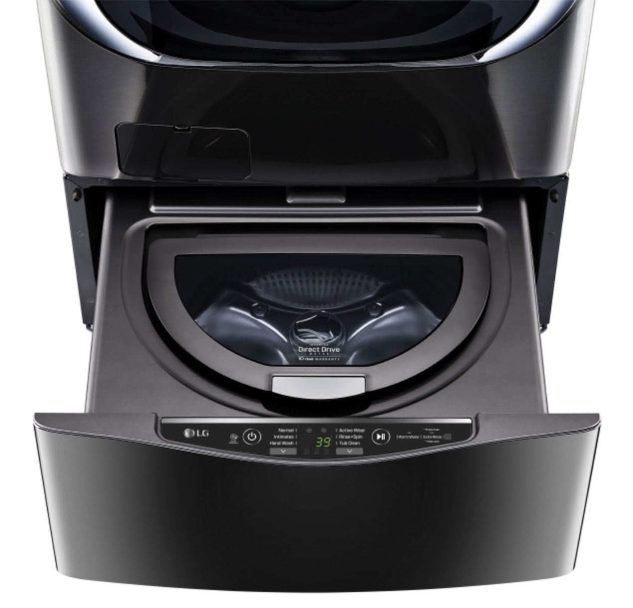 WD100CK LG 29 Inch Sidekick Pedestal Washer - 1.0 Cu. Ft. Black Stainless Steel-6