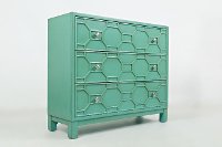 Turquoise 3 Drawer Accent Chest - Matrix-2