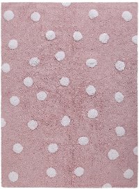 C-00081 4 x 5 Small Pink Polka Dots Washable Rug