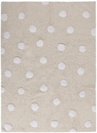 C-00088 4 x 5 Small Polka Dots Beige and White Washable Rug