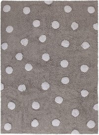 C-00005 4 x 5 Small Polka Dots Gray & White Washable Rug