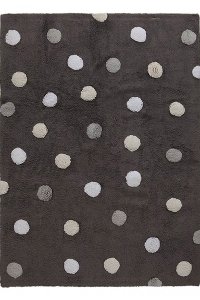 C-TT-E 4 x 5 Small Tricolor Polka Dots Elephant Gray Washable Rug