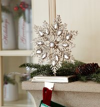 Glittered Silver Snowflake Stocking Holder