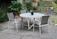 White and Gray Modern 5 Piece Outdoor Patio Dining Set - Kedo