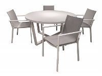 White and Gray Modern 5 Piece Outdoor Patio Dining Set - Kedo-2