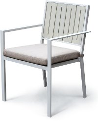 White Outdoor Patio Chair with Sand Cushion - Kedo