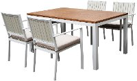 White 5 Piece Modern Patio Dining Set - Kedo