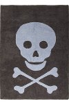 C-SK-ADG 5 x 7 Medium Skull Dark Gray & Blue Washable Rug