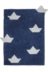 C-BAR-10 4 x 5 Small Navy Blue Boats Washable Rug