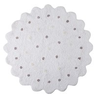 C-13300 5' Round White Little Biscuit Washable Rug