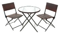 3 Piece Folding Wicker Style Bistro Set - Cortez