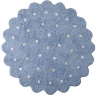 C-13302 5' Round Blue Little Biscuit Washable Rug
