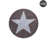 C-SR-ADG 5' Round Reversible Star Dark Gray and Blue Washable Rug