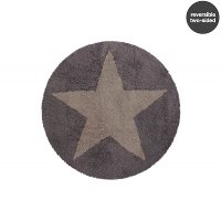 C-SR-LDG 5' Round Reversible Star Dark Gray and Linen Washable Rug
