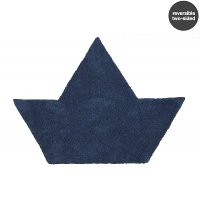 C-BR-WN 4 x 5 Small Reversible Boat Navy Blue and White Washable Rug