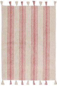 C-ST-CORALPINK 4 x 5 Small Stripes Coral Pink Washable Rug