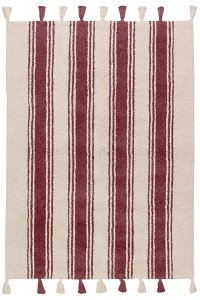 C-ST-MARSALA 4 x 5 Small Stripes Marsala Wine Red Washable Rug