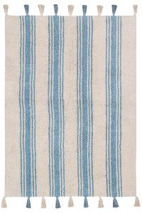 C-ST-NILEBLUE 4 x 5 Small Stripes Nile Blue Washable Rug