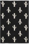 C-BW-CACTUS 5 x 7 Medium Cactus Stamp Black Washable Rug-1