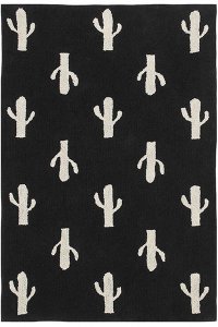 C-BW-CACTUS 5 x 7 Medium Cactus Stamp Black Washable Rug