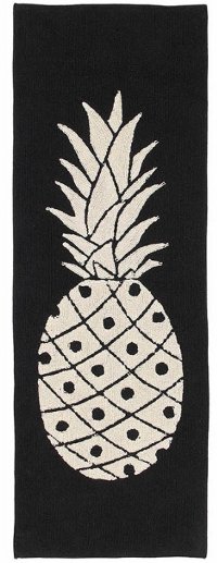 C-BW-PINEAPPLE-P Pineapple Black and Beige Washable 8 Foot Runner Rug