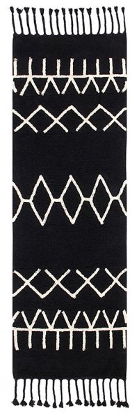 C-BW-BEREBER-BLACK-P 3 x 8 Runner Bereber Black Runner Washable Rug