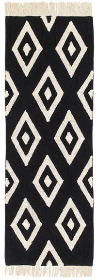 C-BW-DIAMONDS-P 3 x 8 Runner Diamonds Runner Washable Rug