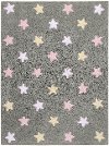 C-ST-P 4 x 5 Small Tricolor Stars Gray & Pink Washable Rug