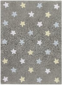 C-ST-B 4 x 5 Small Tricolor Stars Gray & Blue Washable Rug