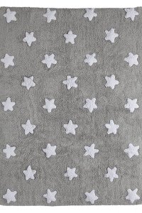 C-G-SW 4 x 5 Small Gray & White Stars Washable Rug