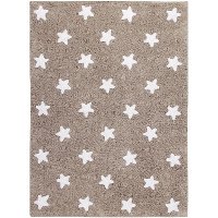 C-L-SW 4 x 5 Small Linen and White Stars Washable Rug