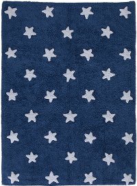 C-M-SW 4 x 5 Small Navy Blue and White Stars Washable Rug