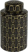 Clearance 15 Inch Black and Gold Lidded Jar