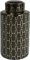 Clearance 17 Inch Black and Gold Lidded Jar