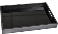 Black Wood and Glass Tray with Cut Out Handles