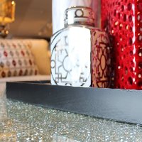 Black Wood and Glass Tray with Cut Out Handles-2