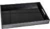 Clearance Black Wood and Glass Tray with Cut Out Handles