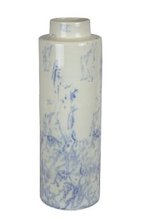 16 Inch Blue Ceramic Marble Vase