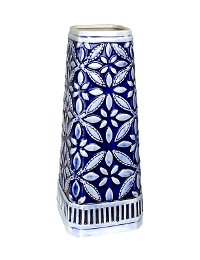 17 Inch Blue and White Ceramic Vase