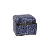 3 Inch Blue and White Lidded Box