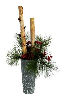 Birch Branch and Pine Arrangement